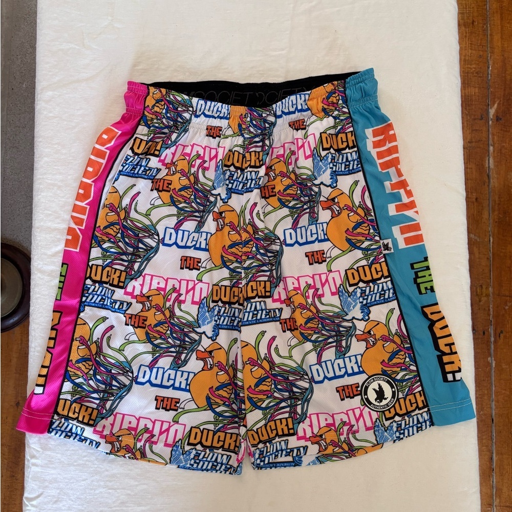 Men’s Flow Society Rippin The Duck Attack Lacrosse Shorts NWT Size Medium